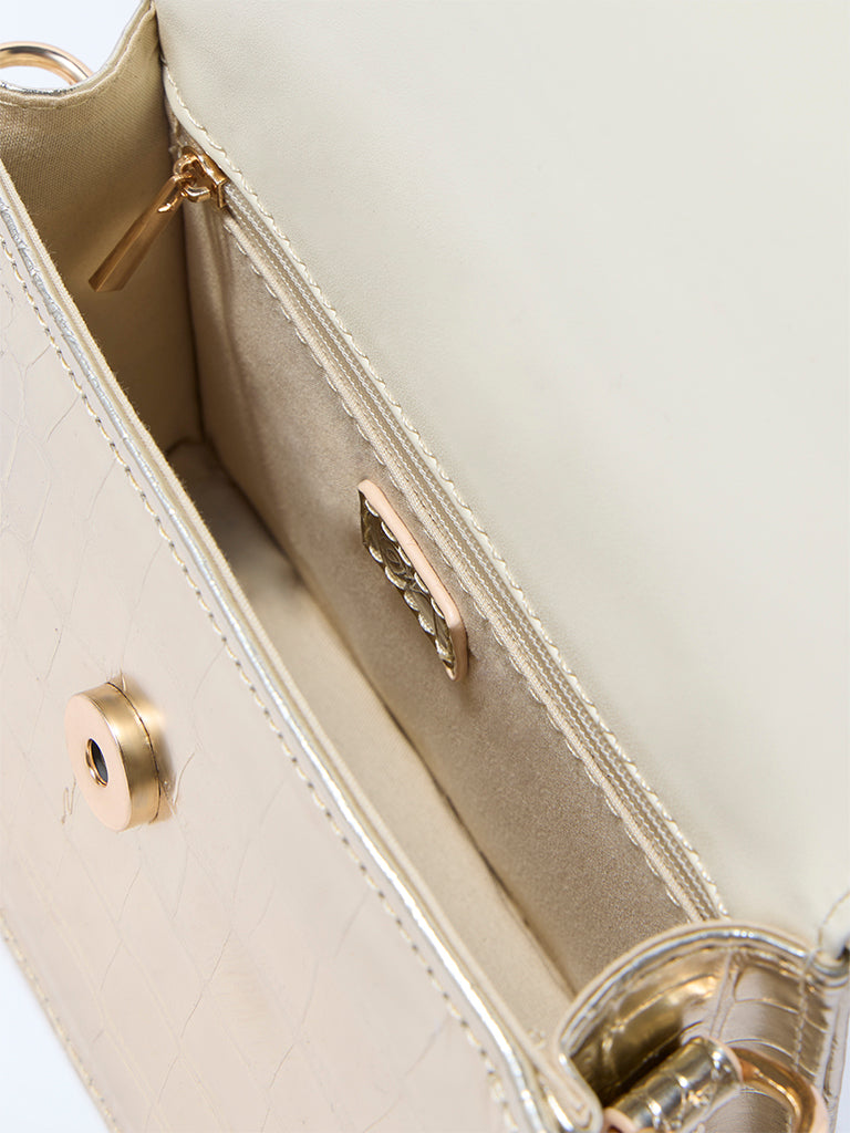 Westside Gold Textured Bag with Sling Handle