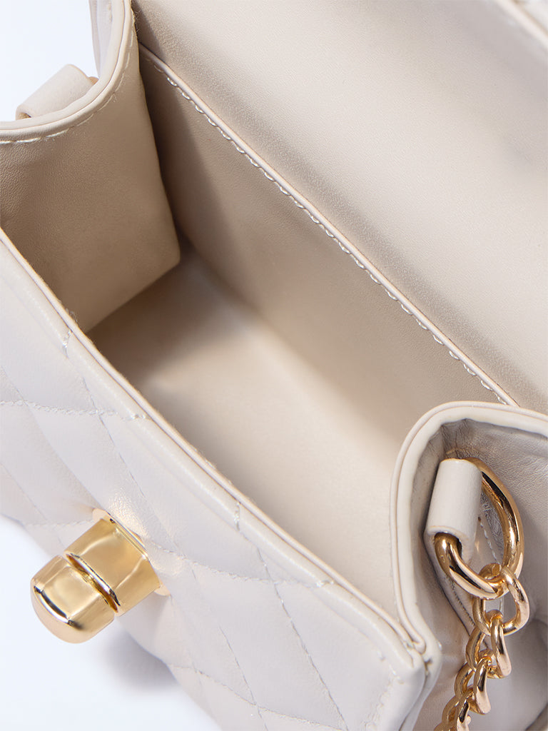 Westside Off-White Quilted Mini Sling Bag