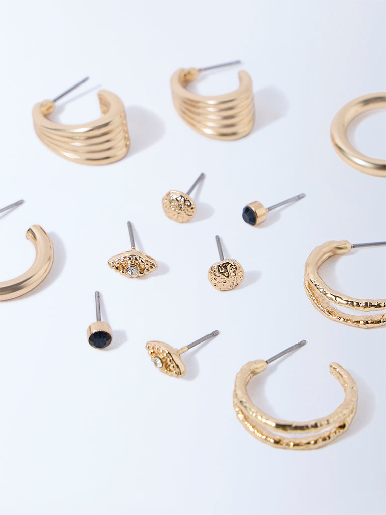 Westside Accessories Gold Assorted Earrings - Pack of 6