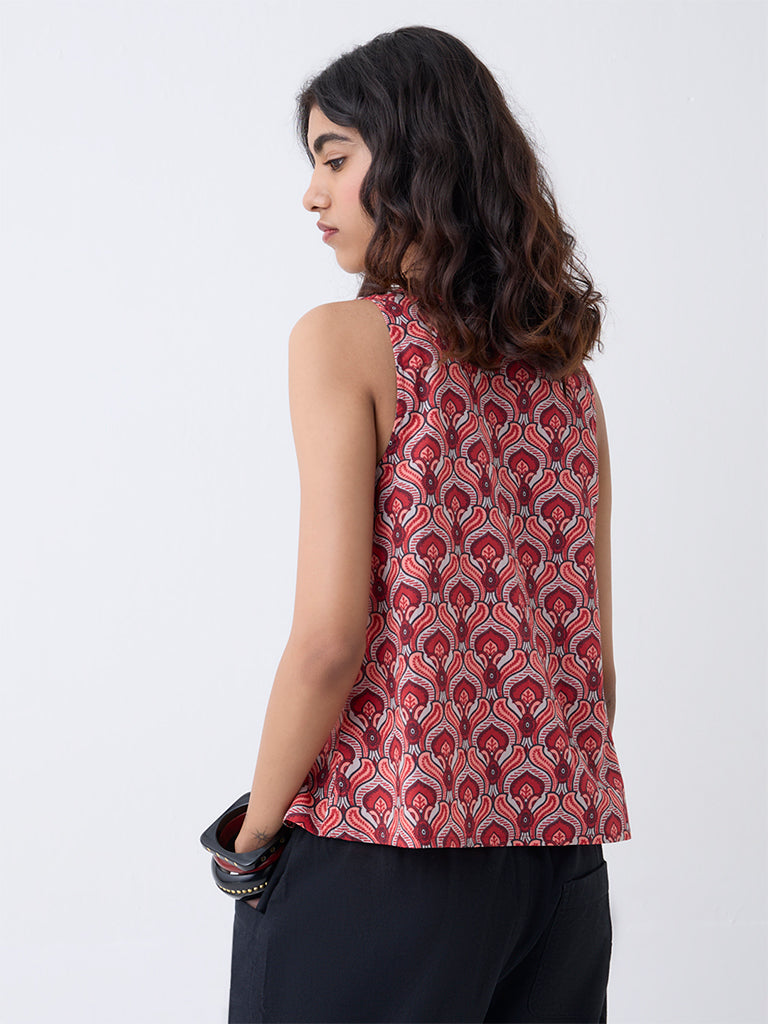 Bombay Paisley Red Printed Cotton Top