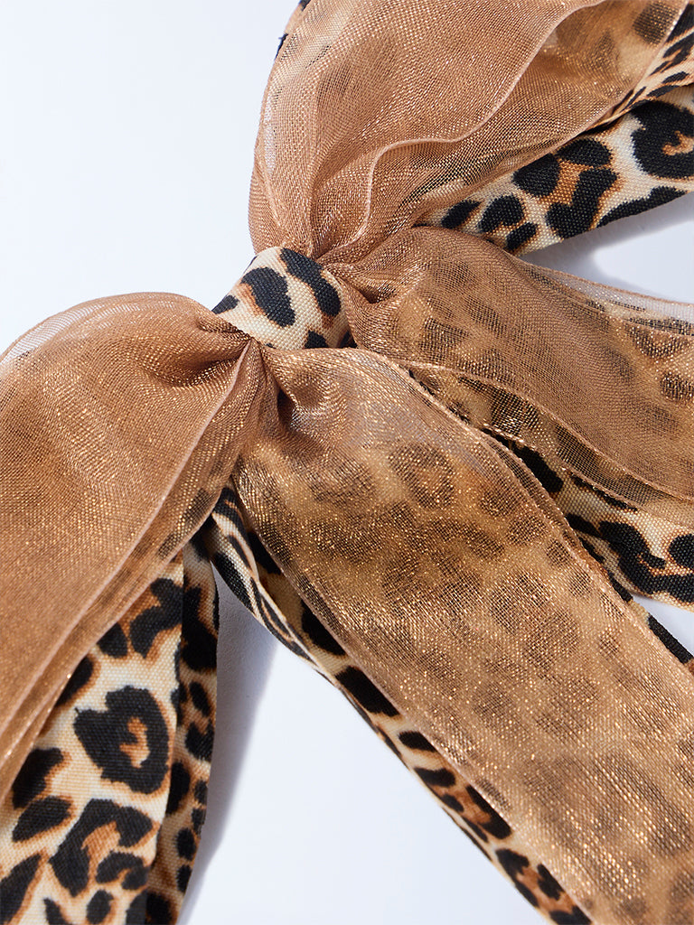 Westside Accessories Brown Animal Printed Bow Clip