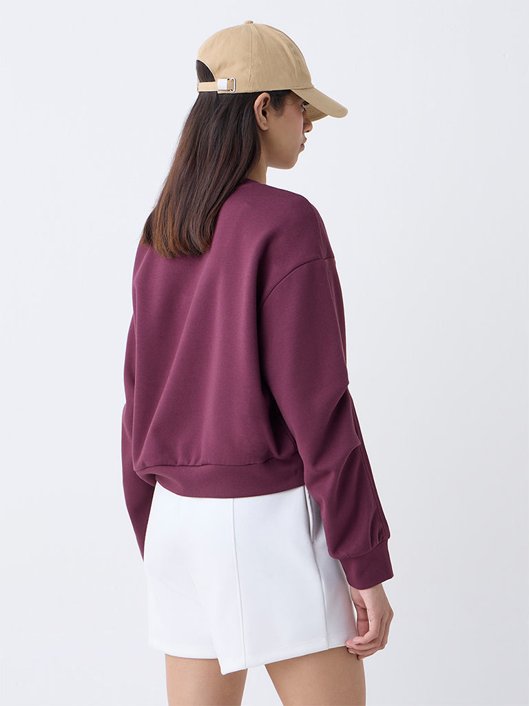 Studiofit Plum Printed Sweatshirt