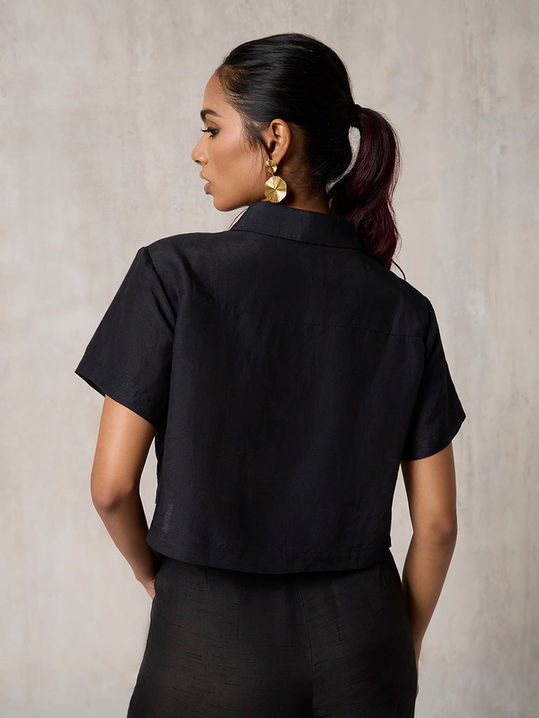Samoh Black Cropped Shirt