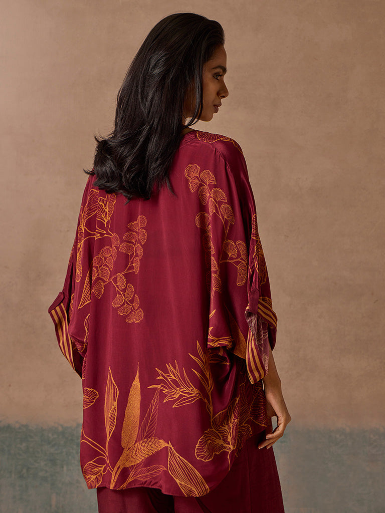 Samoh Printed Maroon Top
