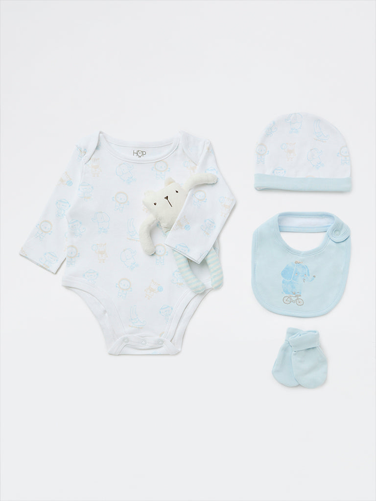 HOP Baby Boys Blue Cotton Gift Set (Pack of 8)