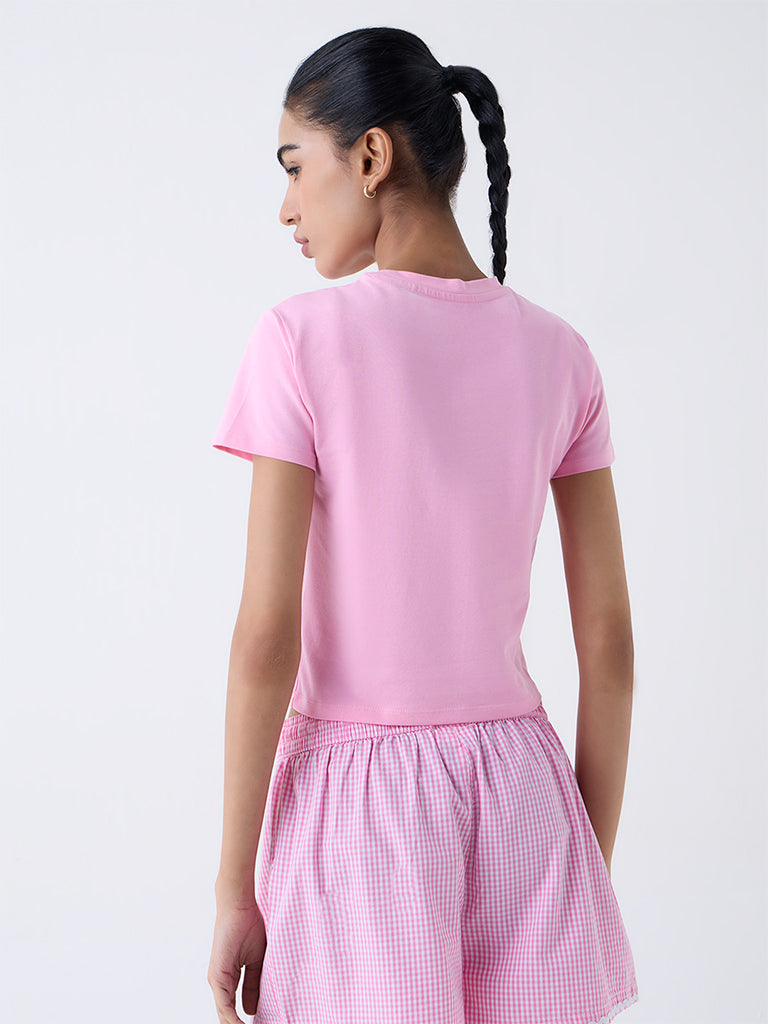 Superstar Pink Typographic Cotton-Blend T-Shirt