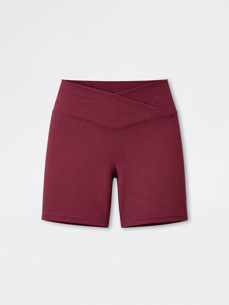 Nuoflexx Burgundy Solid Mid-Rise Cycling Shorts