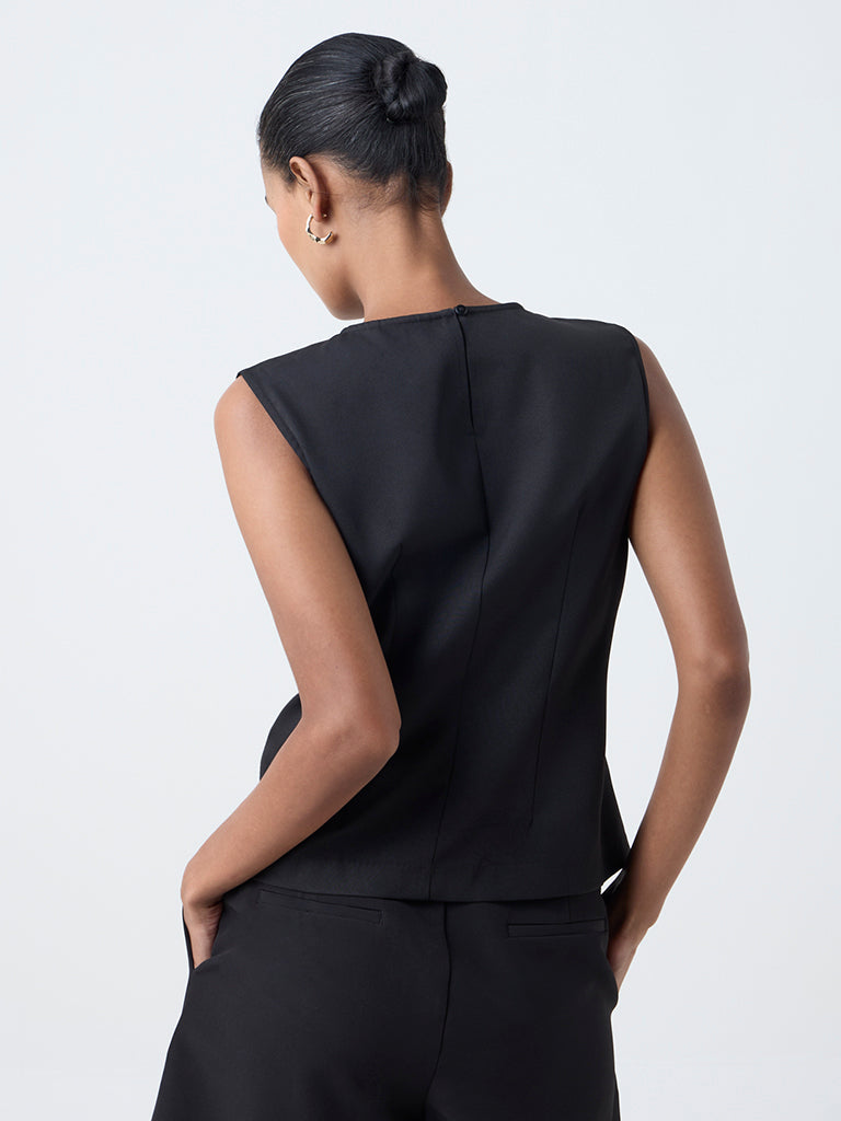 Wardrobe Black Solid Cotton Top