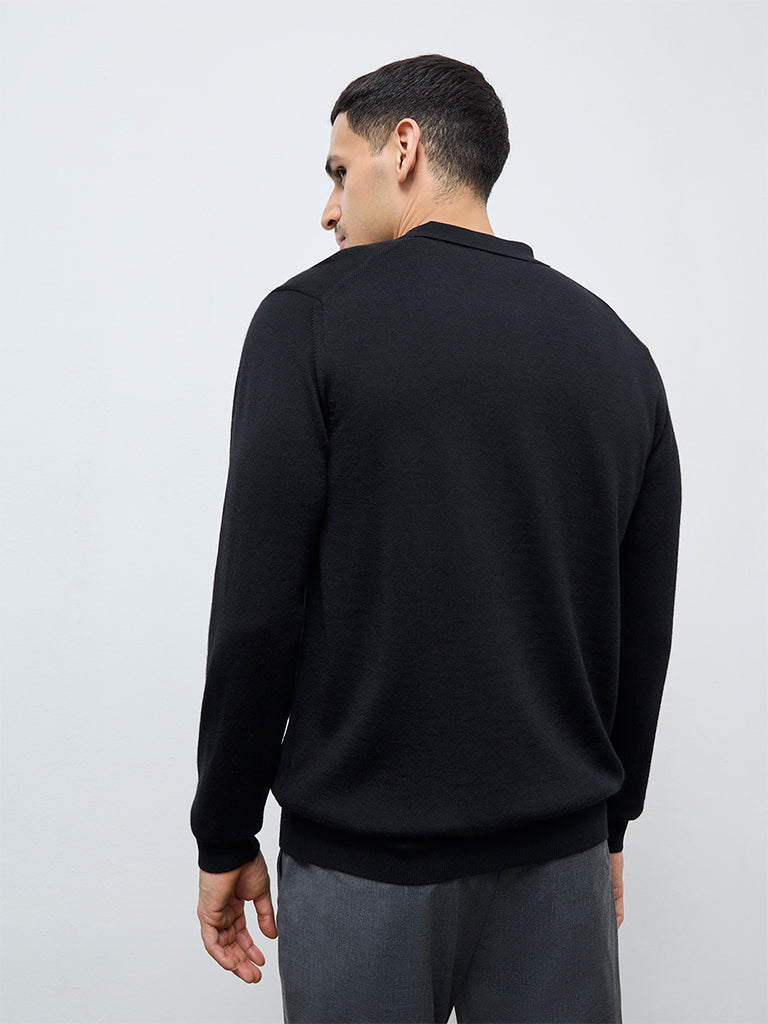 WES Formals Black Relaxed-Fit Quarter-Zip Sweater