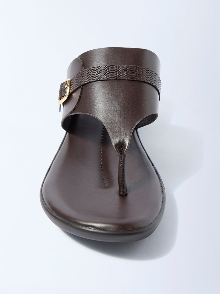LUNA BLU Dark Brown Wedge-Heel Comfort Sandals