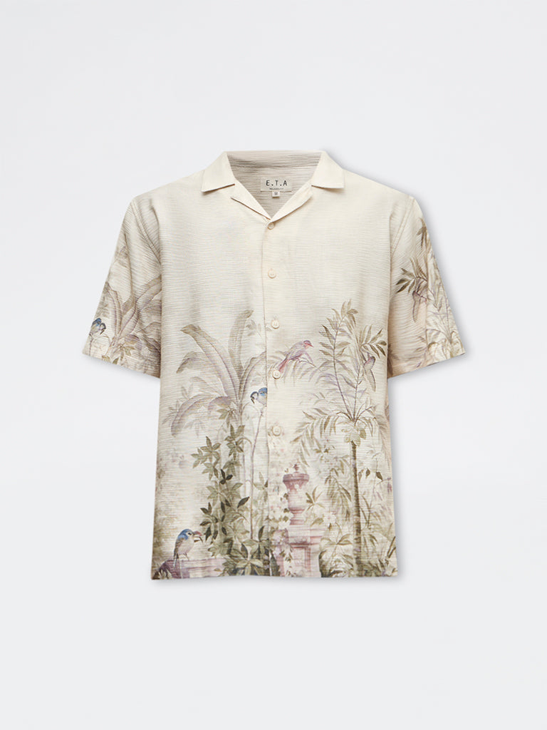 ETA Beige Nature-Inspired Printed Relaxed-Fit Shirt