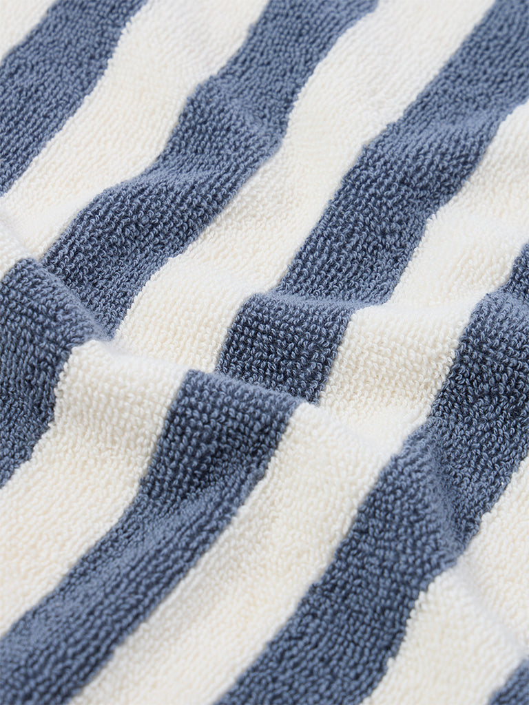 Westside Home Dusty Blue Stripe Pattern Face Towels (Set of 2)