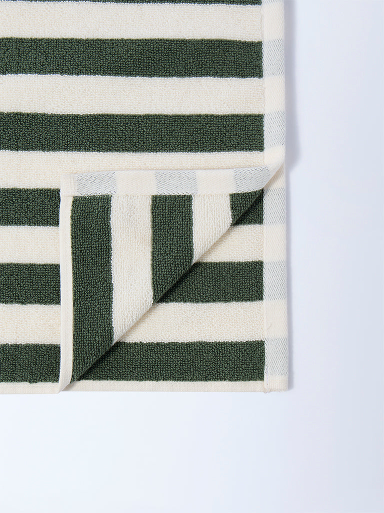 Westside Home Olive Stripe Pattern Hand Towel