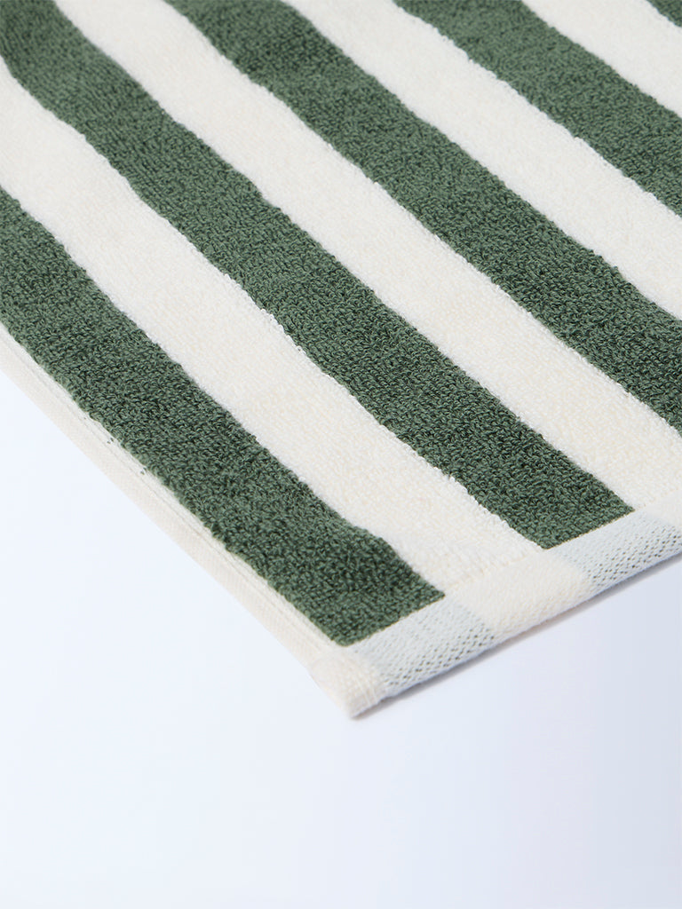 Westside Home Olive Stripe Pattern Bath Towel