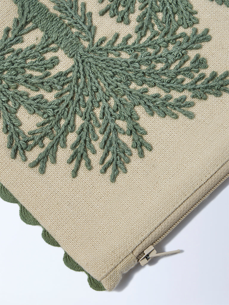 Westside Home Sage Toile Embroidered Pouch