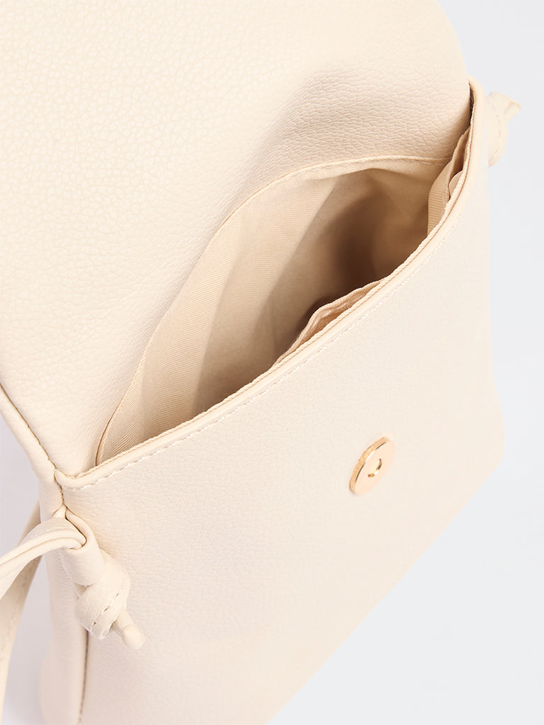Westside Ivory Textured Mobile Sling Bag
