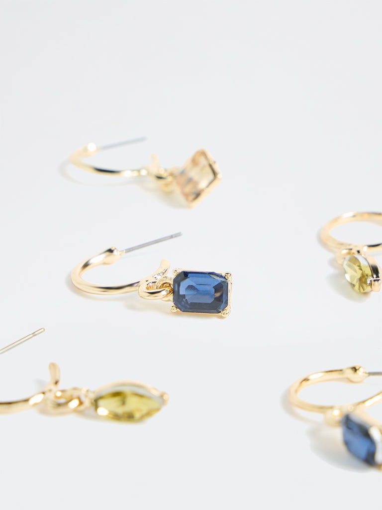 Westside Accessories Multicolour Stone Earrings - Pack of 3