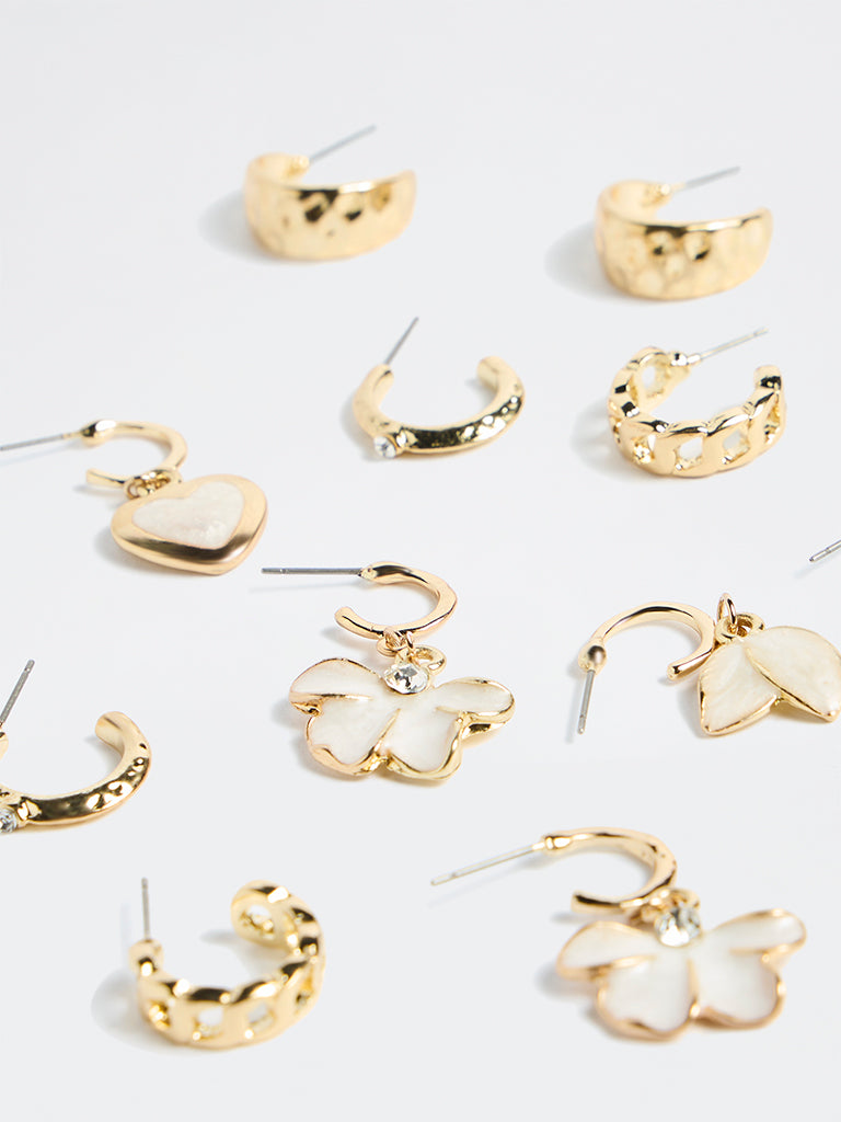 Westside Accessories Gold Enamel Hoop Earrings - Pack of 6