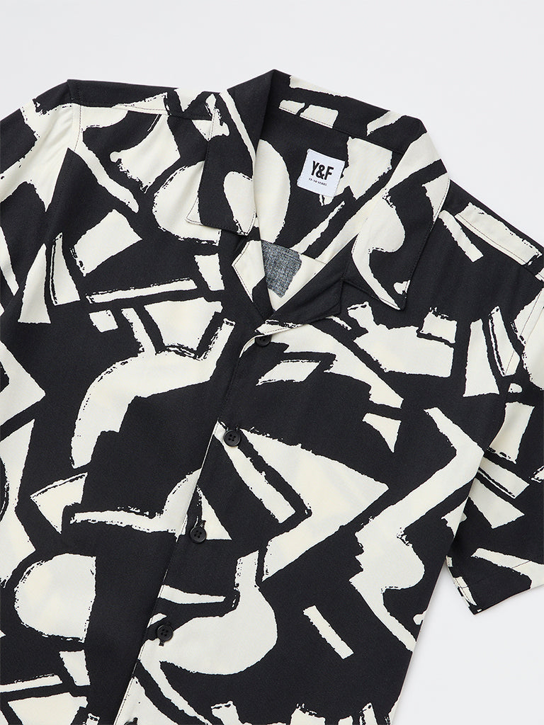 Boys Black Abstract Pattern Shirt