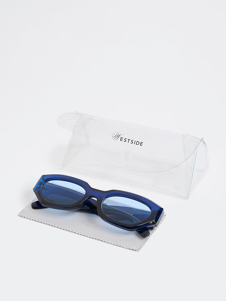 Westside Accessories Navy Transparent Sunglasses - Comes with a Pouch and Cleaning Cloth