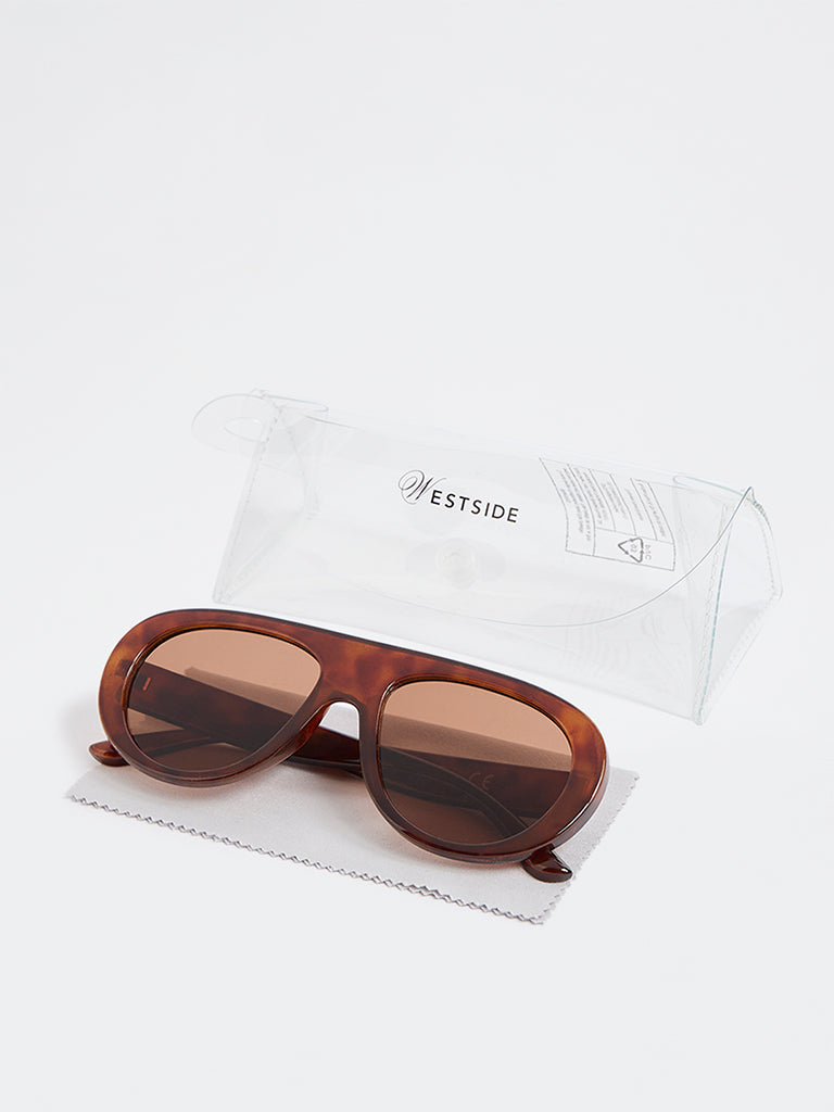 Westside Accessories Brown Fancy Sunglasses - Comes with a Pouch and Cleaning Cloth