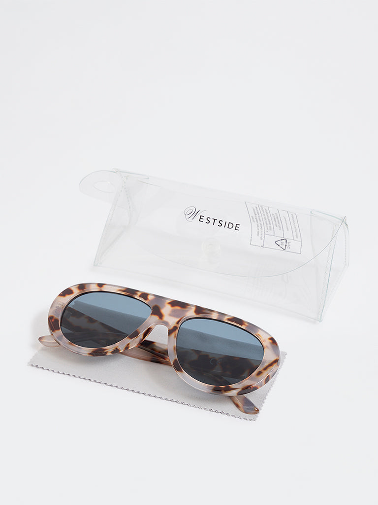 Westside Accessories Brown Animal Pattern Acrylic Fancy Sunglasses - Comes with a Pouch and Cleaning Cloth