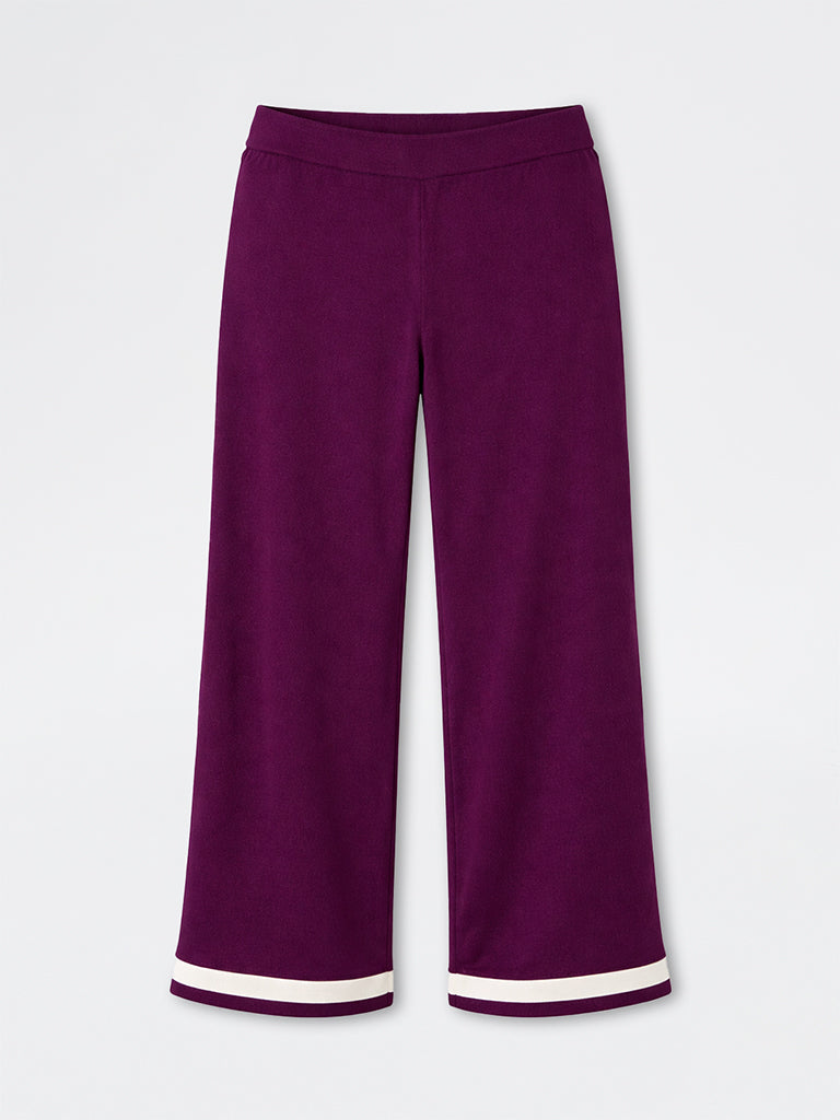 Wunderlove Wine Contrast Detailed High-Rise Pants