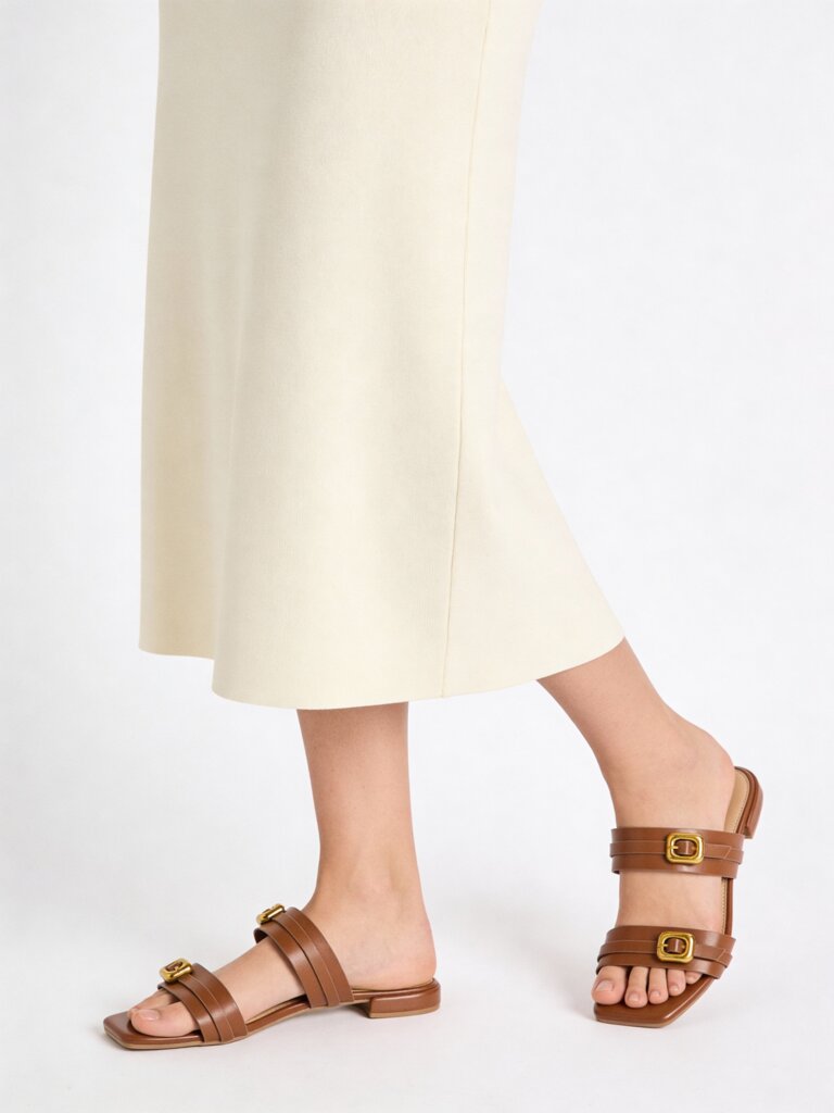 LUNA BLU Tan Buckle-Detailed Sandals