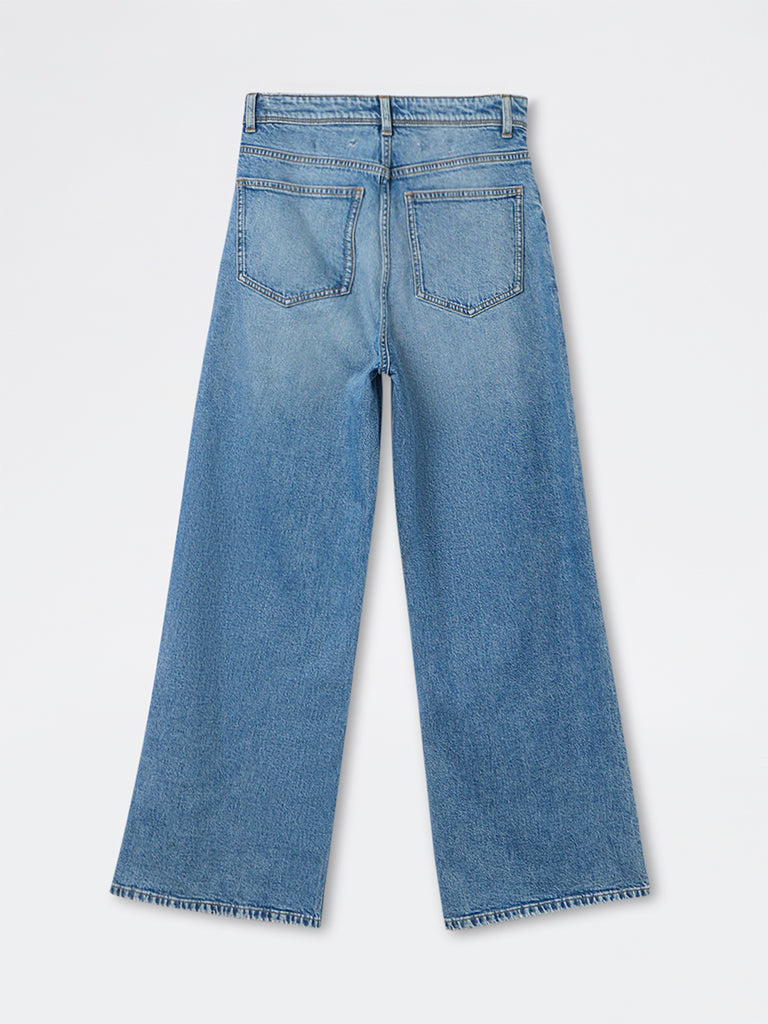 Nuon Blue Distressed High-Rise Denim Jeans