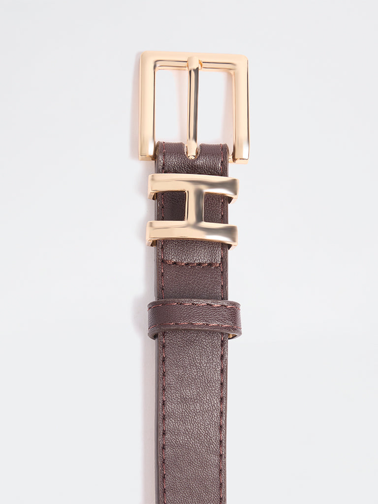 Westside Accessories Brown H-Buckle Belt