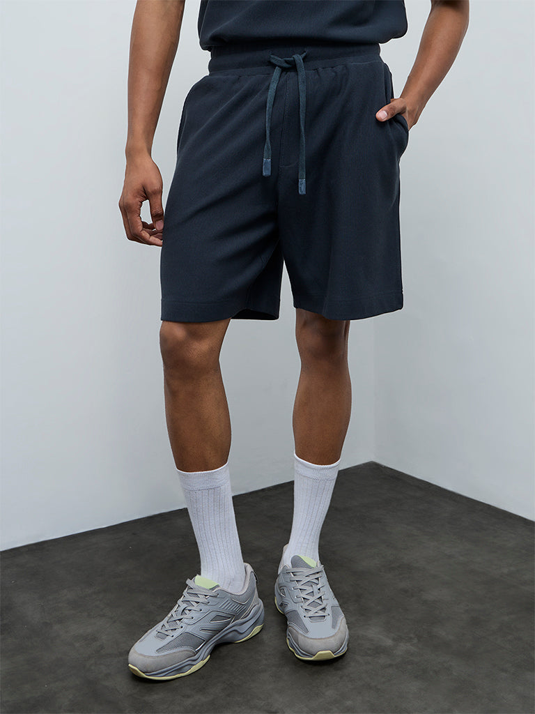 Nuoflexx Teal Relaxed-Fit Mid-Rise Cotton-Blend Shorts