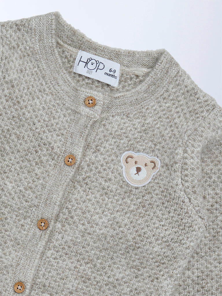 HOP Baby Boys Brown Knit-Textured Sweater
