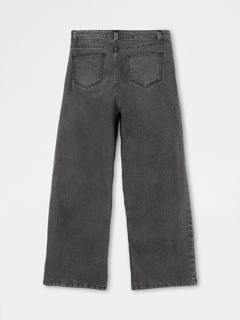 LOV Dark Grey Faded Relaxed-Fit High-Rise Jeans
