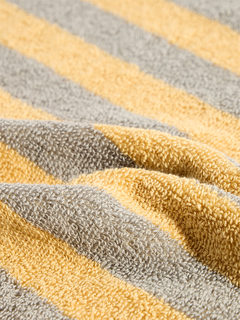 Westside Home Yellow Stripe Pattern Cotton Hand Towel
