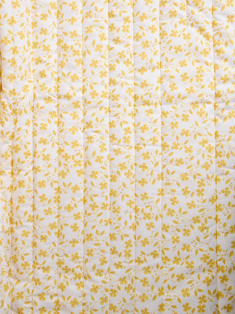 Westside Home Yellow Floral Printed Reversible Queen Bed Comforter