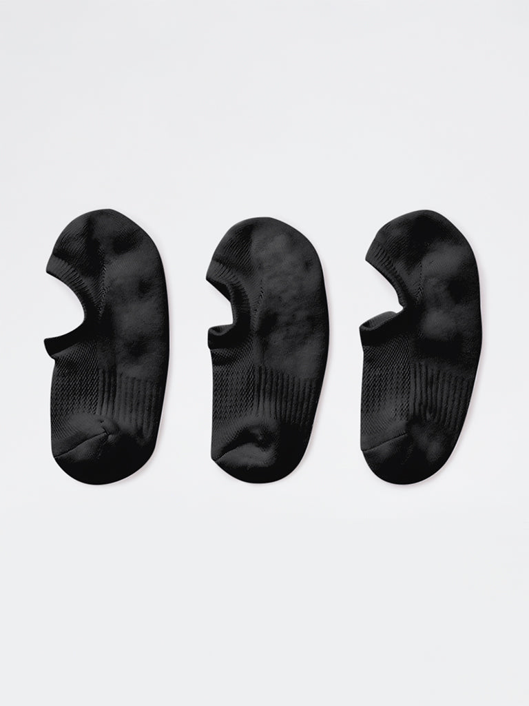 WES Lounge Black Textured Cotton-Blend Socks - Pack of 3