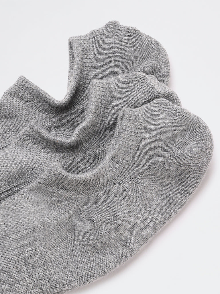WES Lounge Grey Textured Cotton-Blend Socks - Pack of 3