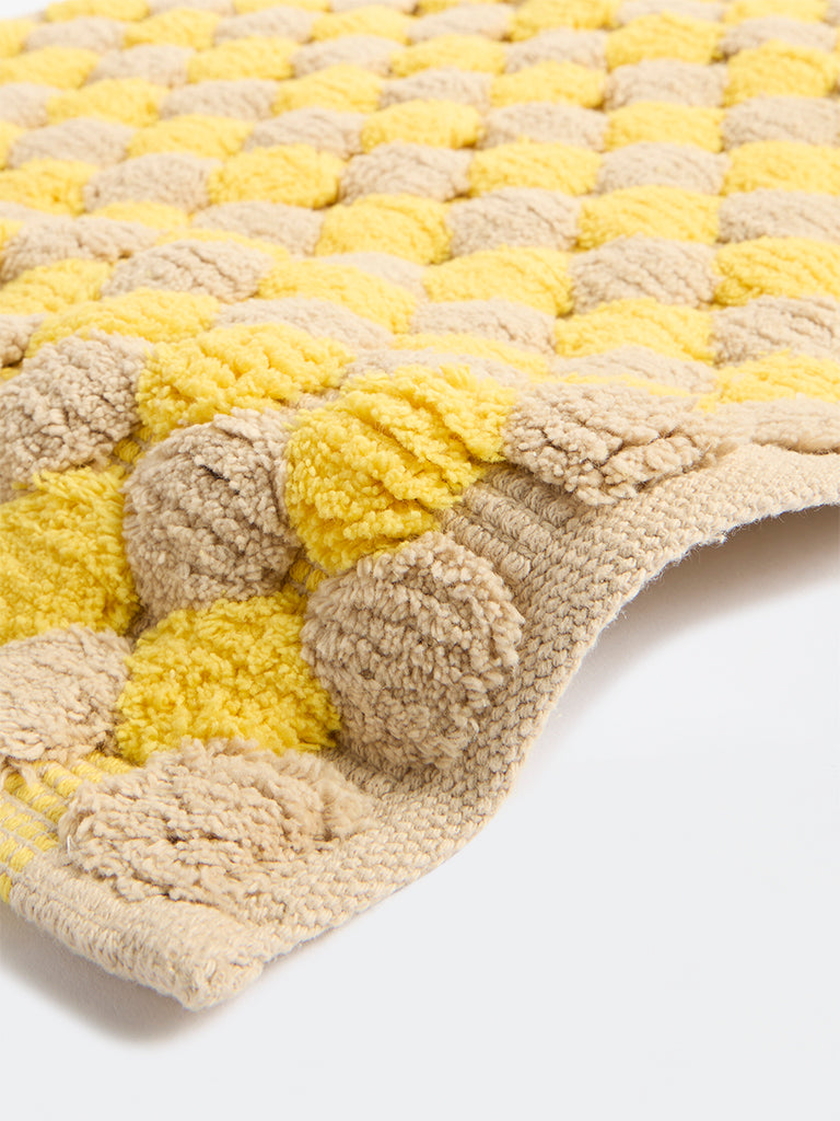 Westside Home Beige and Yellow Popcorn Bathmat