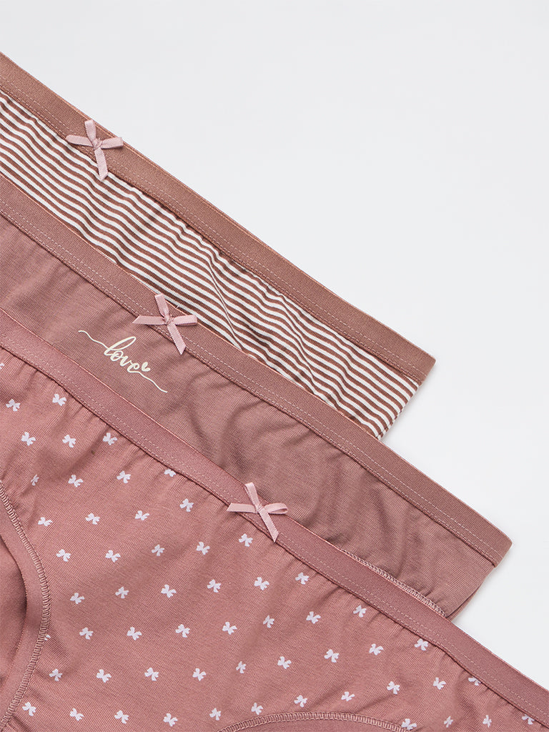 Wunderlove 3-Pack Bikini Cotton-Blend Briefs