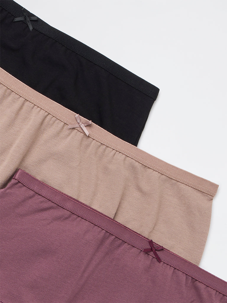 Wunderlove 3-Pack High-Rise Cotton-Blend Full Briefs