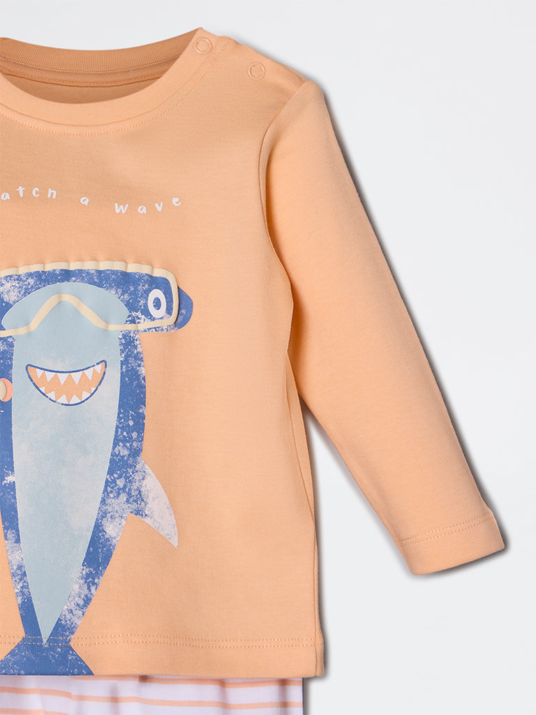HOP Baby Boys Coral Animal Pattern Cotton Co-ord Set - Exclusive