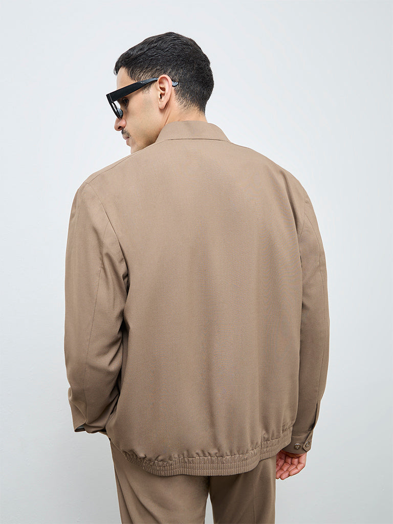 WES Formals Khaki Slim-Fit Jacket