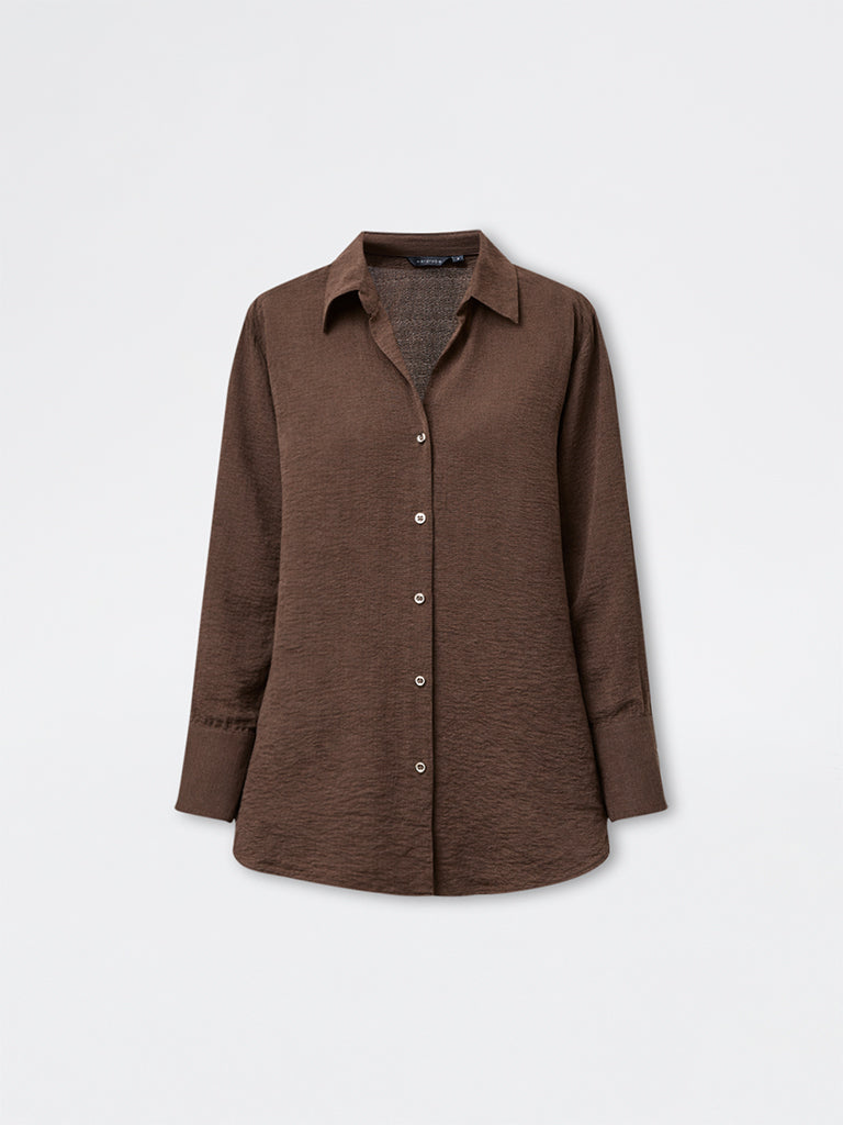 Wardrobe Dark Brown Solid Shirt