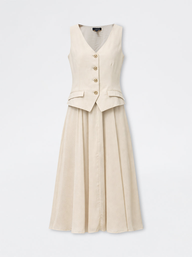 Wardrobe Beige A-line Waistcoat Dress