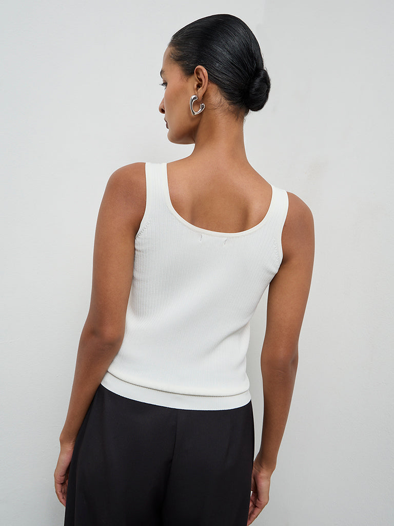 Wardrobe Ivory Ribbed Textured Tank Top