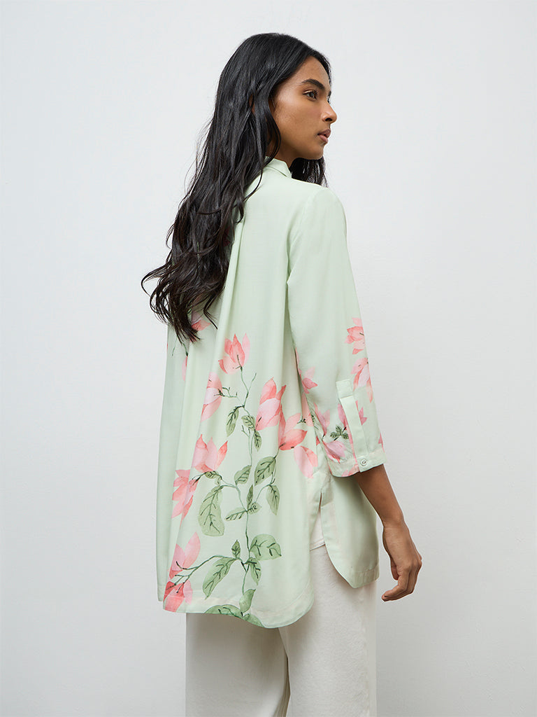 Utsa Mint Floral Pattern Tunic