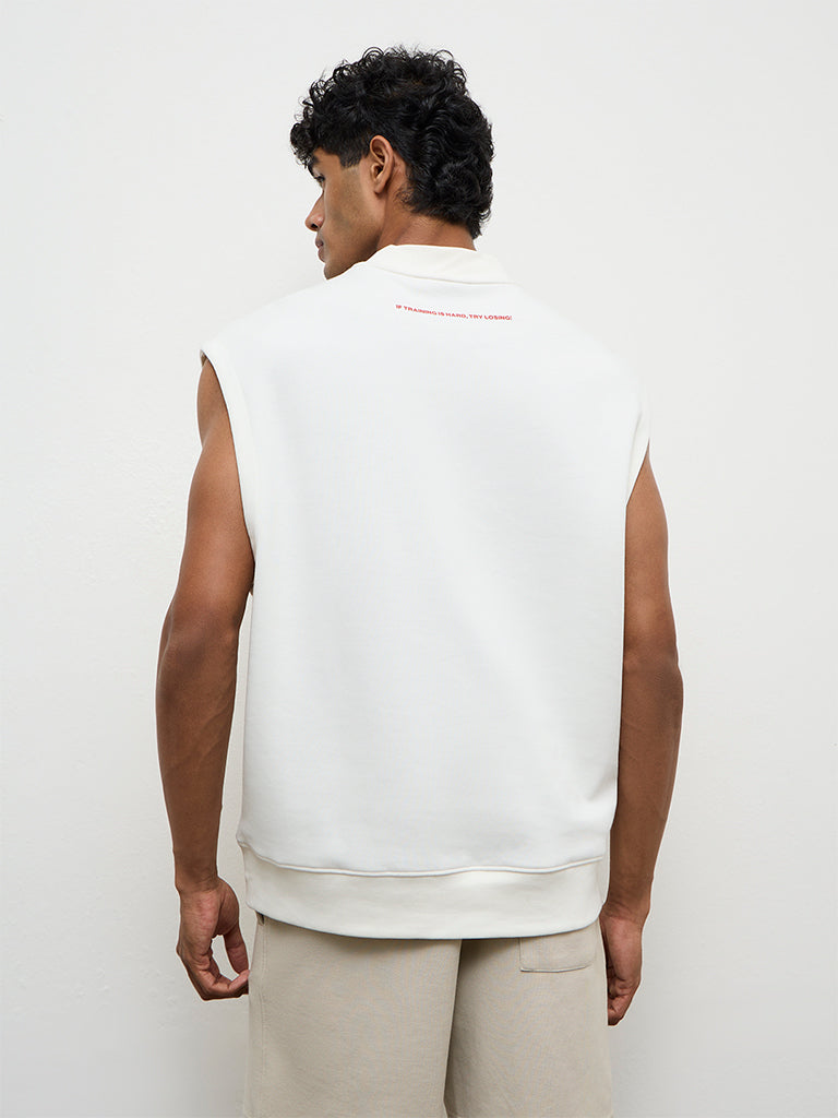 Nuoflexx Off-White Text Printed Relaxed Fit T-Shirt