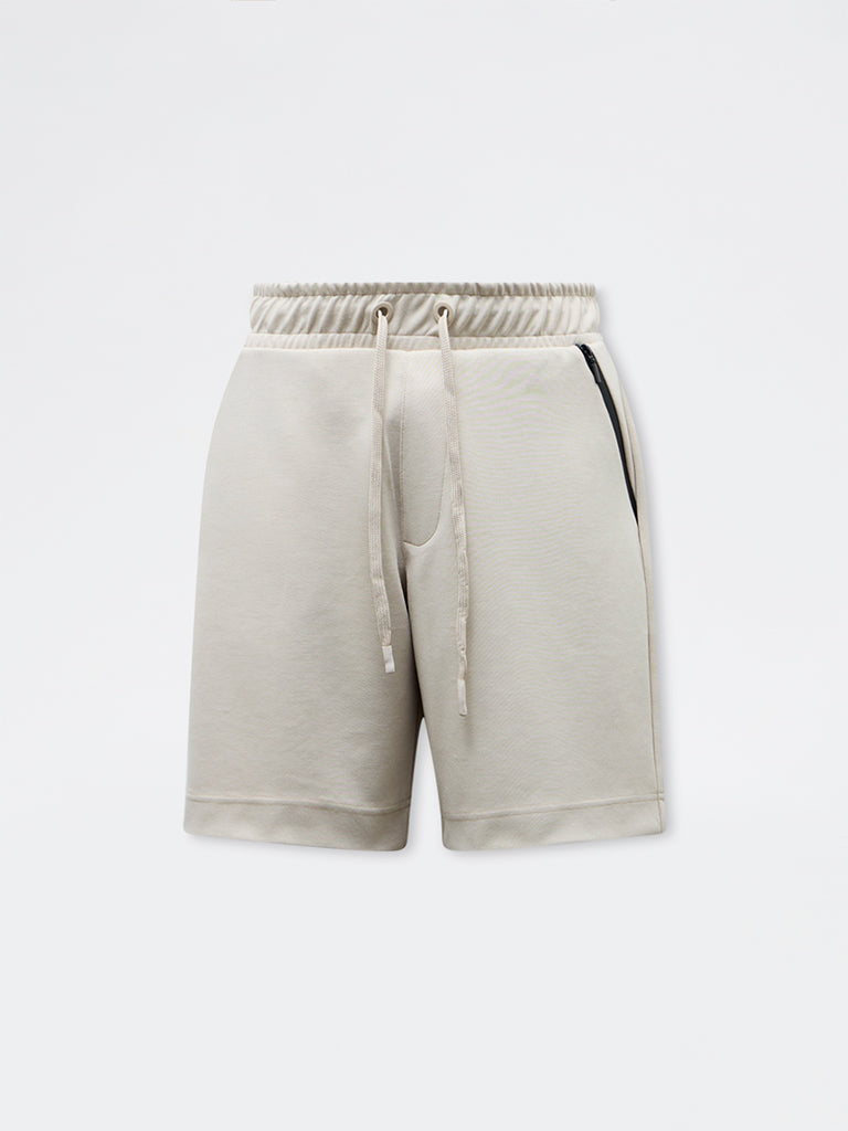 Nuoflexx Beige Relaxed-Fit Mid-Rise Shorts