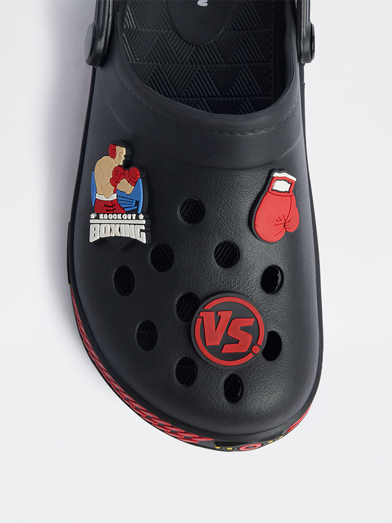Yellow Black Boxing-Themed Clogs