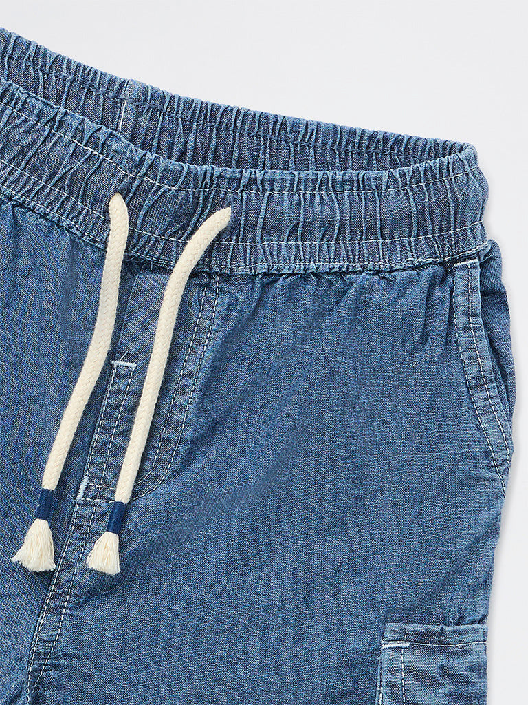 HOP Kids Boys Blue Mid-Rise Denim Shorts